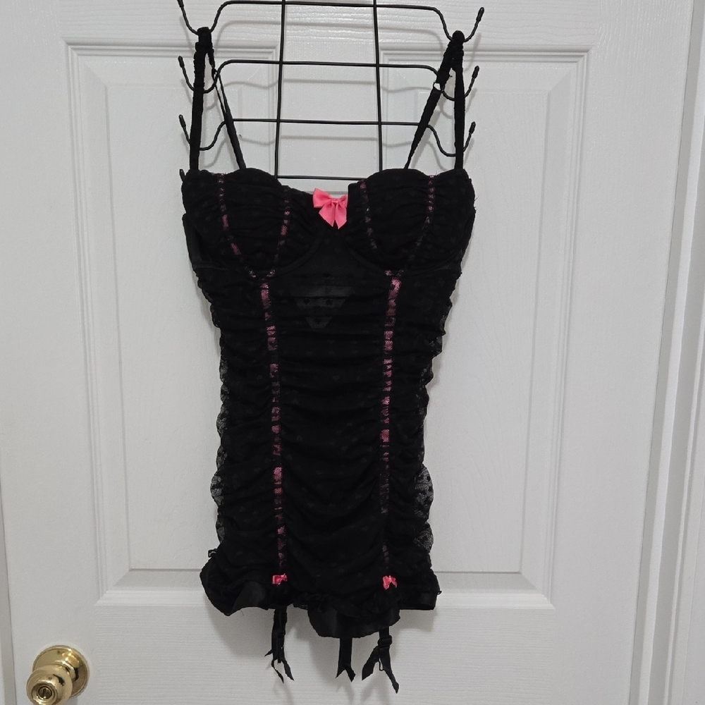 Victoria's Secret Black Chemise with Pink Details